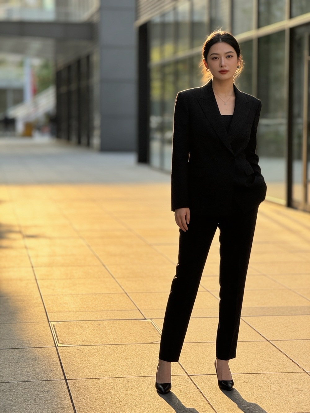 Elle Slim Black Tailored Women's Pants - Classic Professional